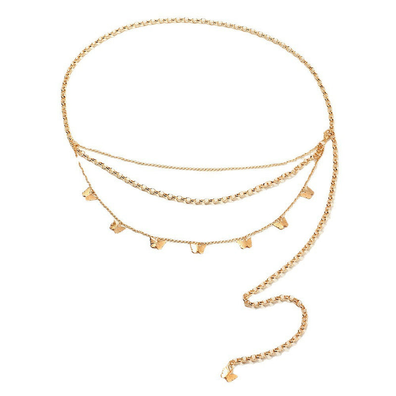 Multi Layer Belly Body Chain Bikini Metal butterfly Body Waist Chain