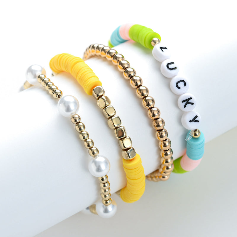 Bohemian Beaded Stretch Bracelets Colors Clay Beads