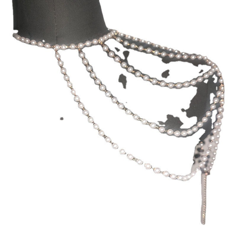 Tassel Chest Sexy Layer Pearl Body Chain