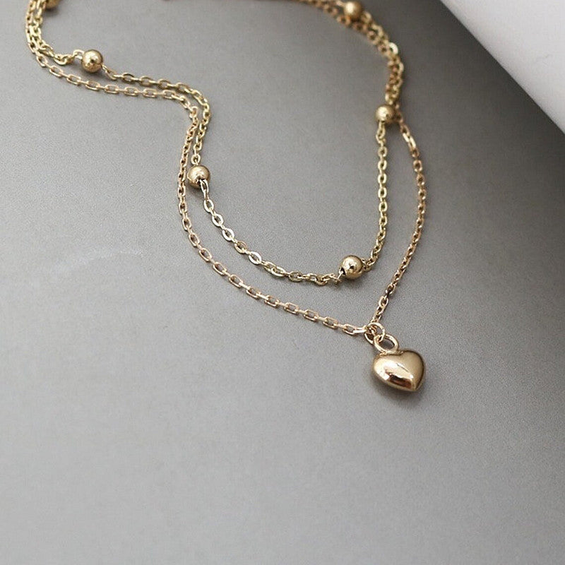 Bohemian Layered Heart Anklet Jewelry
