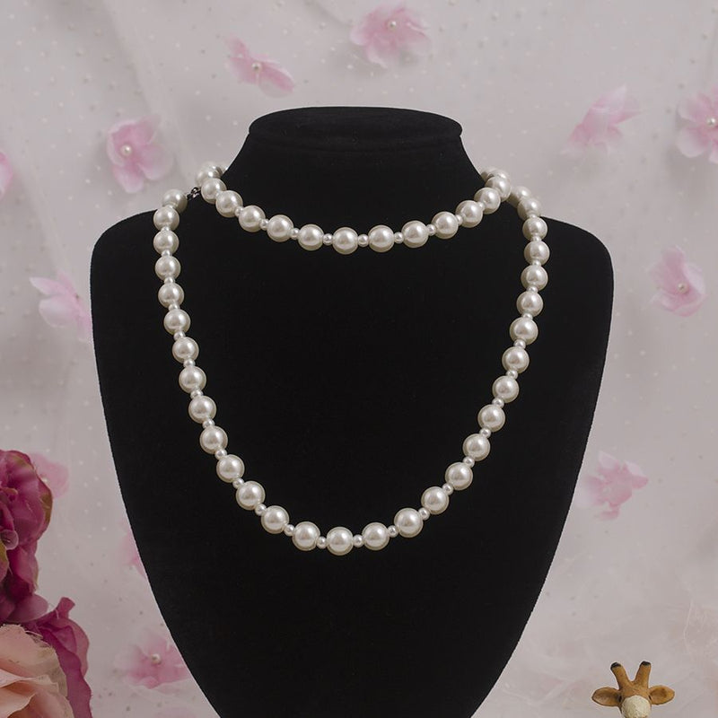 White Glass Pearl Beaded Necklace Wedding Bride