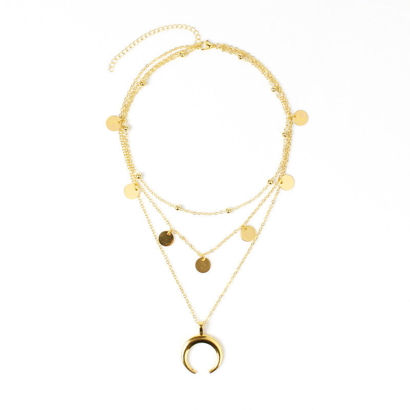 Boho Moon Multi layer Chain Necklace