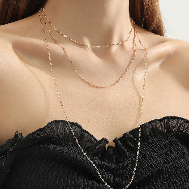 Triple Layers Thin Chain Necklace