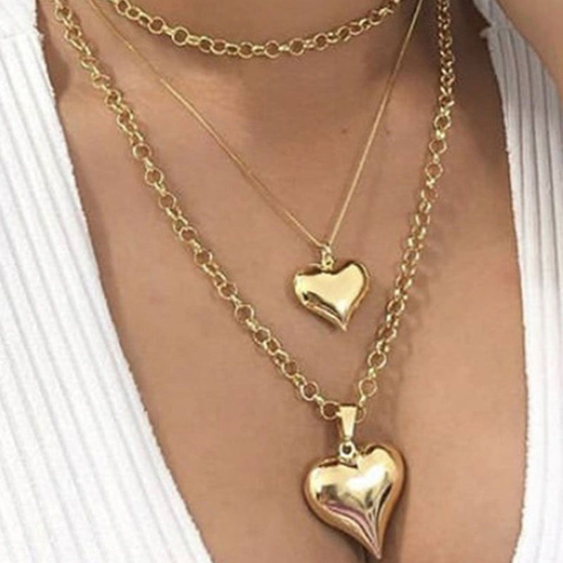 Heart Pendant Jewelry Necklace Multi Layer Necklace