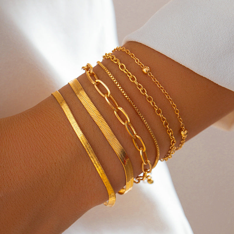 Paperclip Rope Box Chain Bracelet Set