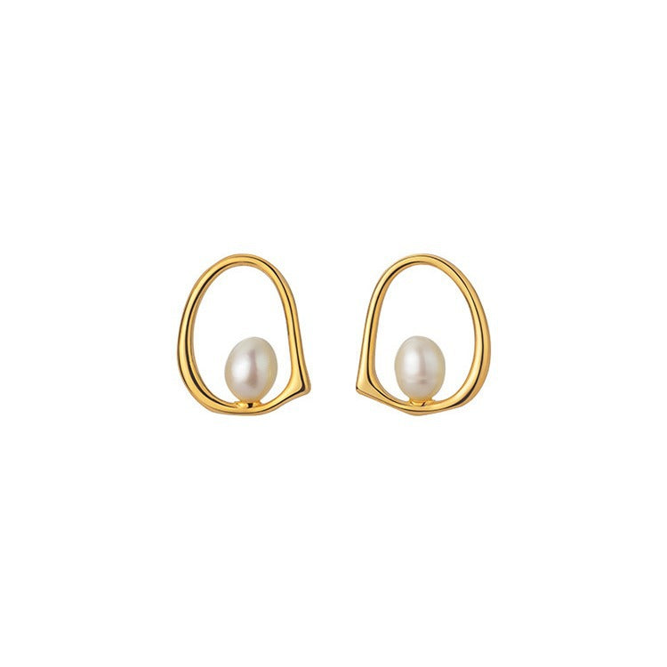 Irregular Geometric Circle Stud Earrings