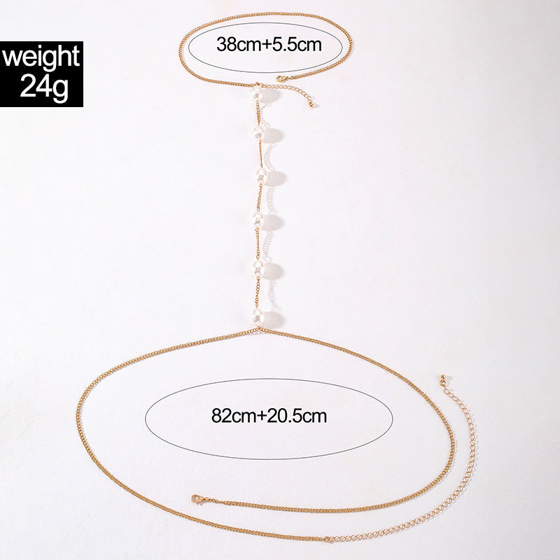 Beach Simple Metal Pearl Sexy Chest Chain