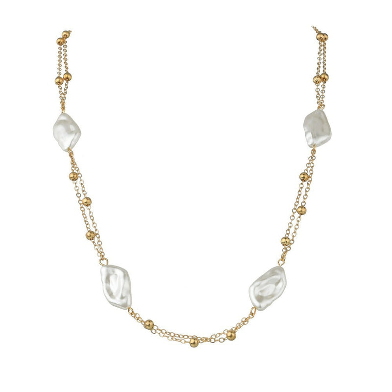 Pearl Baroque Beaded Chain Necklace