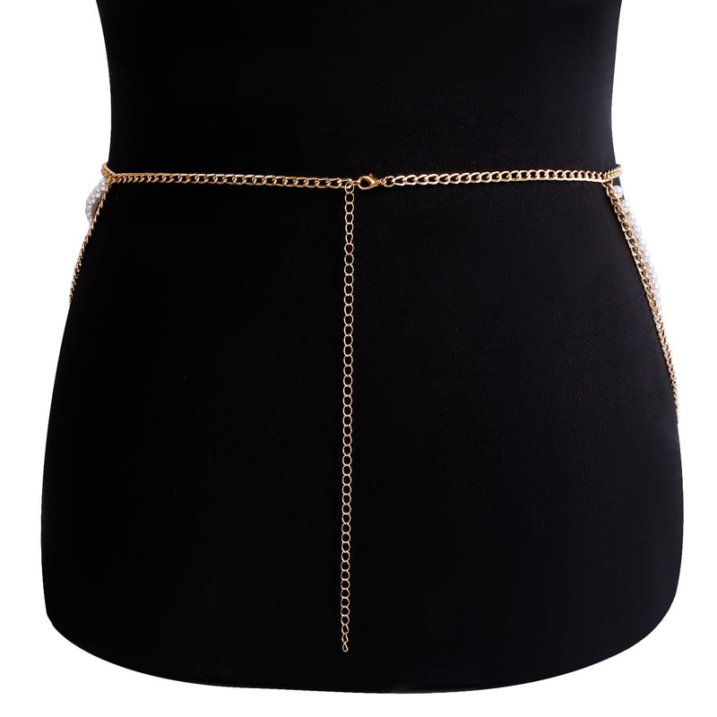 Sexy Body Jewelry Pearl Waist Chain for Women