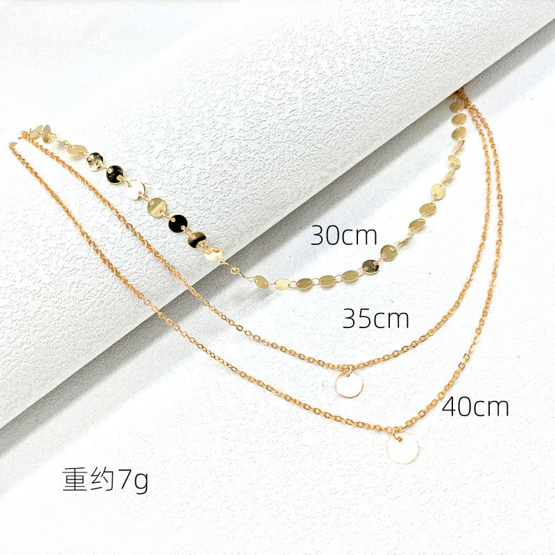 Coin Pendant Bamboo Chain Necklace