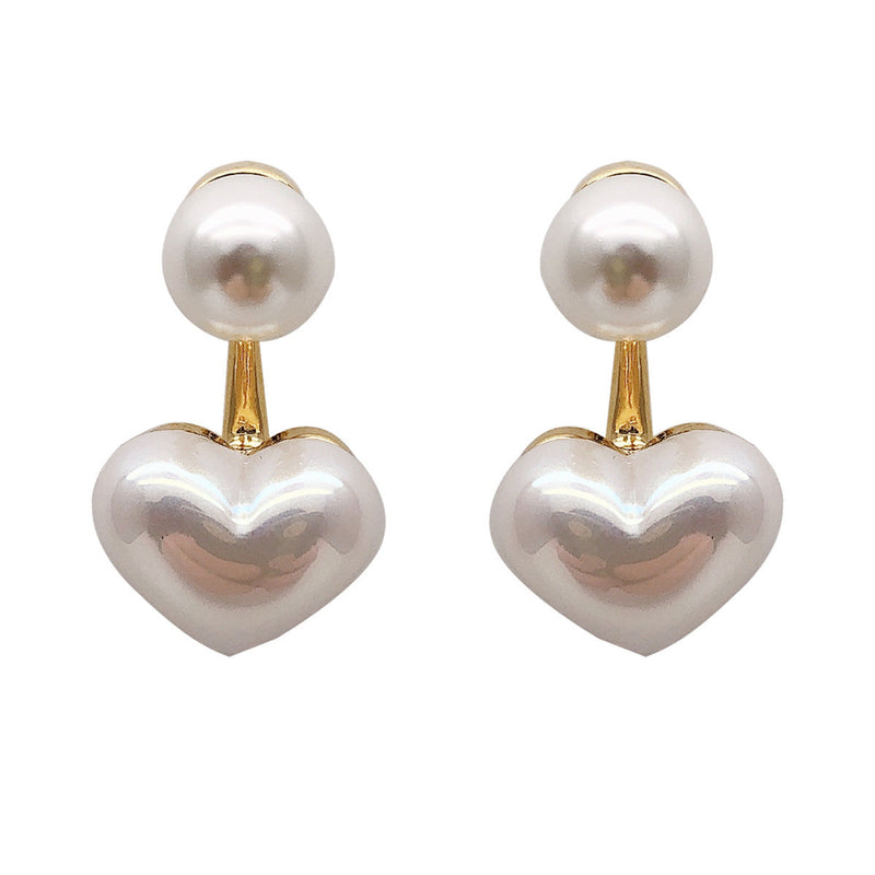 Elegant Pearl Heart Dangle Earrings