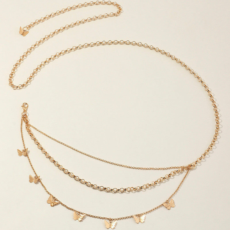 Multi Layer Belly Body Chain Bikini Metal butterfly Body Waist Chain
