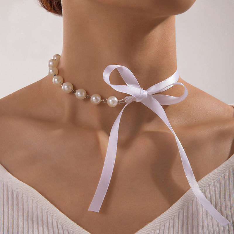 Elegant White Imitation Pearl Choker Necklace