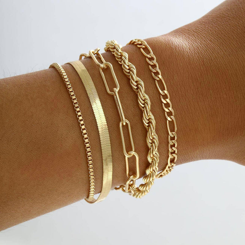 Girls Twist Snake Boho Chunky Chain Bracelets Set