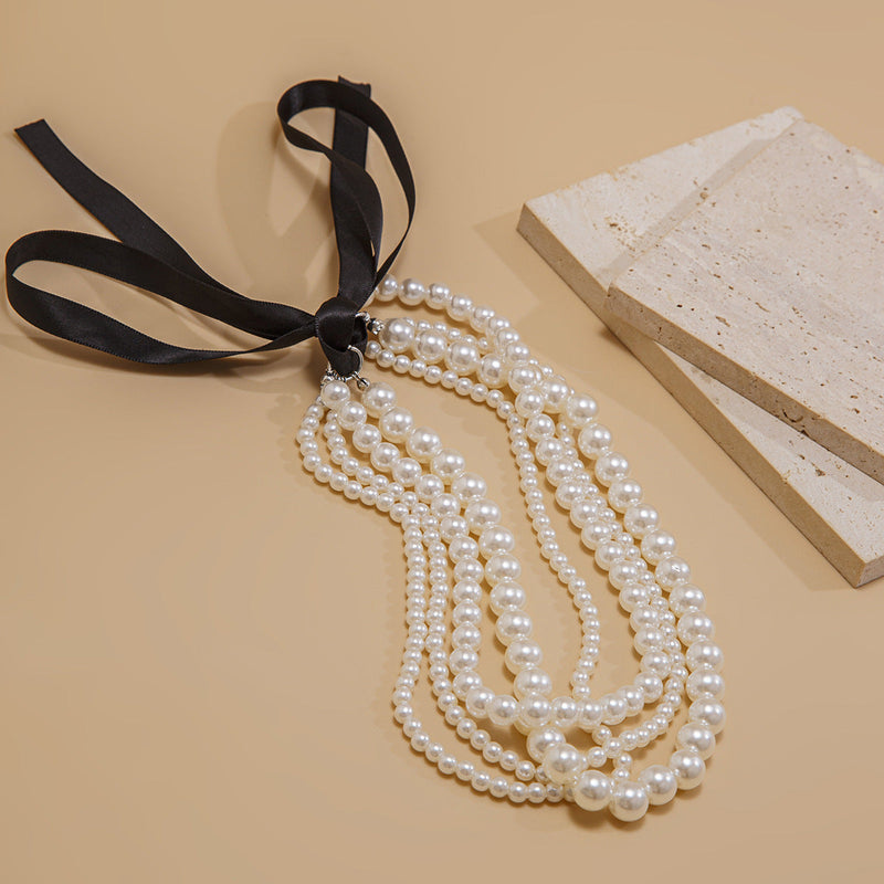 Elegant Multilayer Imitation Pearl Chain Necklace Women