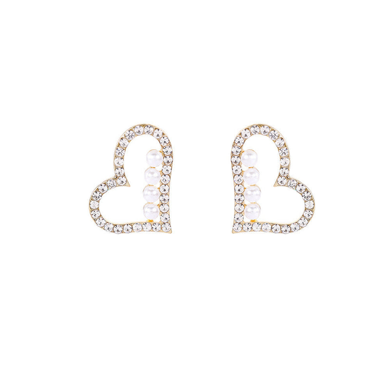 Love Heart Crystal Pearl Earring