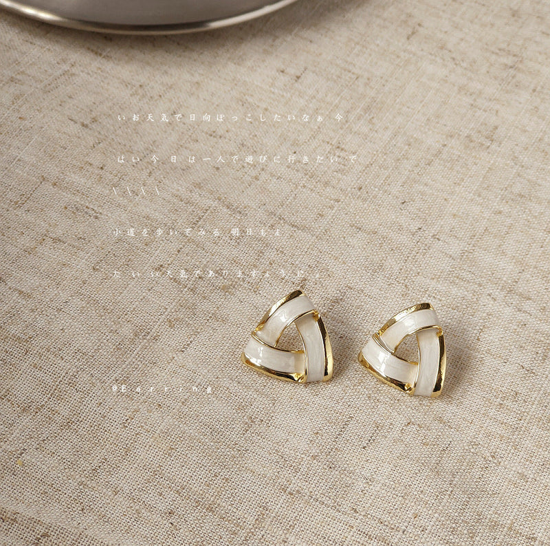 Enamel Geometric Triangle Stud Earrings
