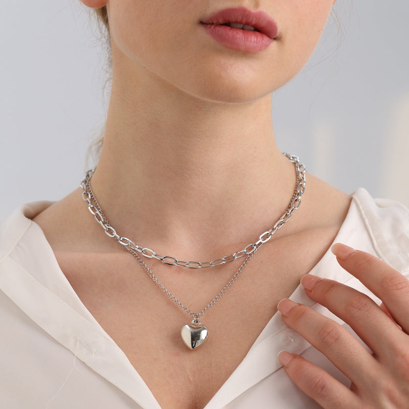 Double Layer Steel Necklace love Necklace