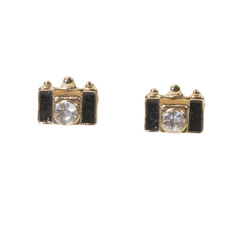 Enamel Camera Stud Earring