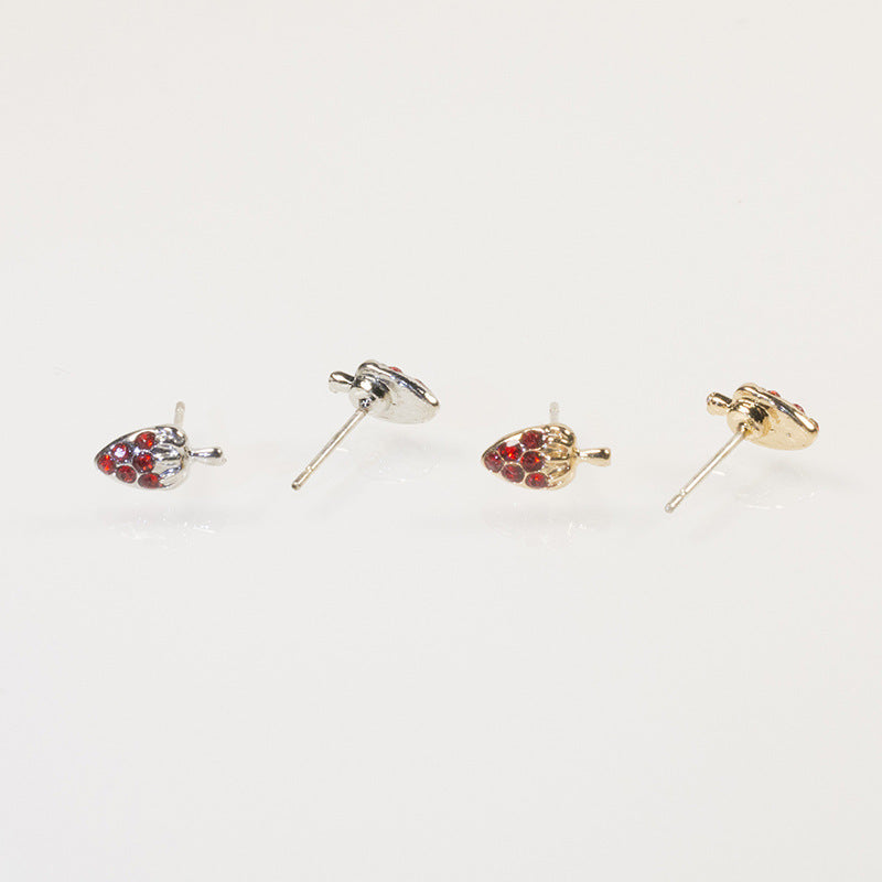 Rhinestone Strawberry Stud Earrings