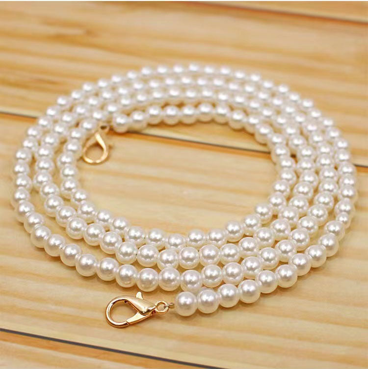 Lady Hand Bag Chain Bags White Pearl Chain