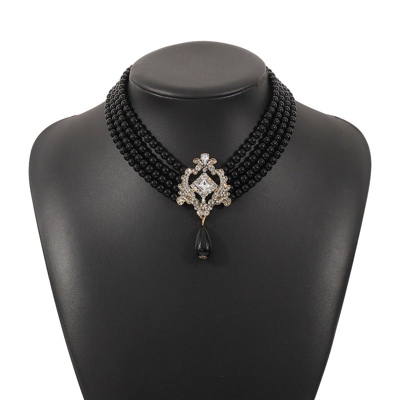 Imitation Pearl Chain Beaded Necklace Vintage Handmade