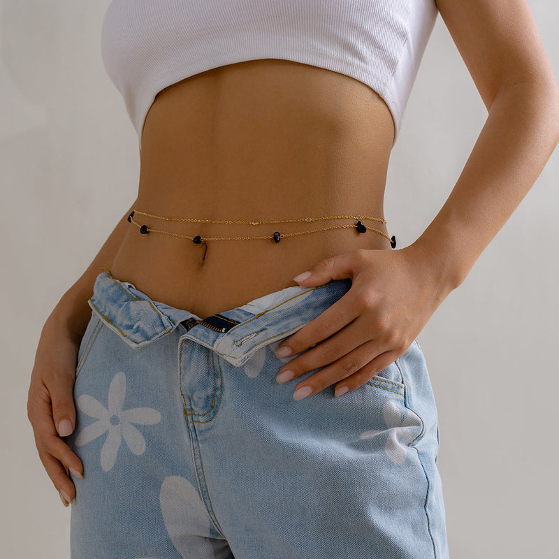 Sexy Simple Beach Style Color Stone Bead Waist Chain