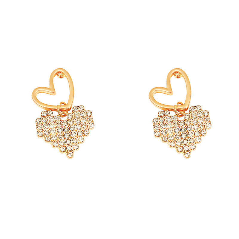 Rhinestone Love Charm Earrings