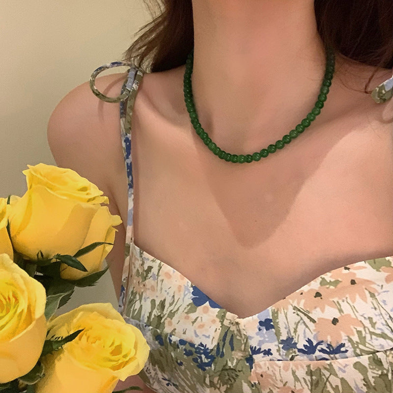 Green Glass Beads Necklace