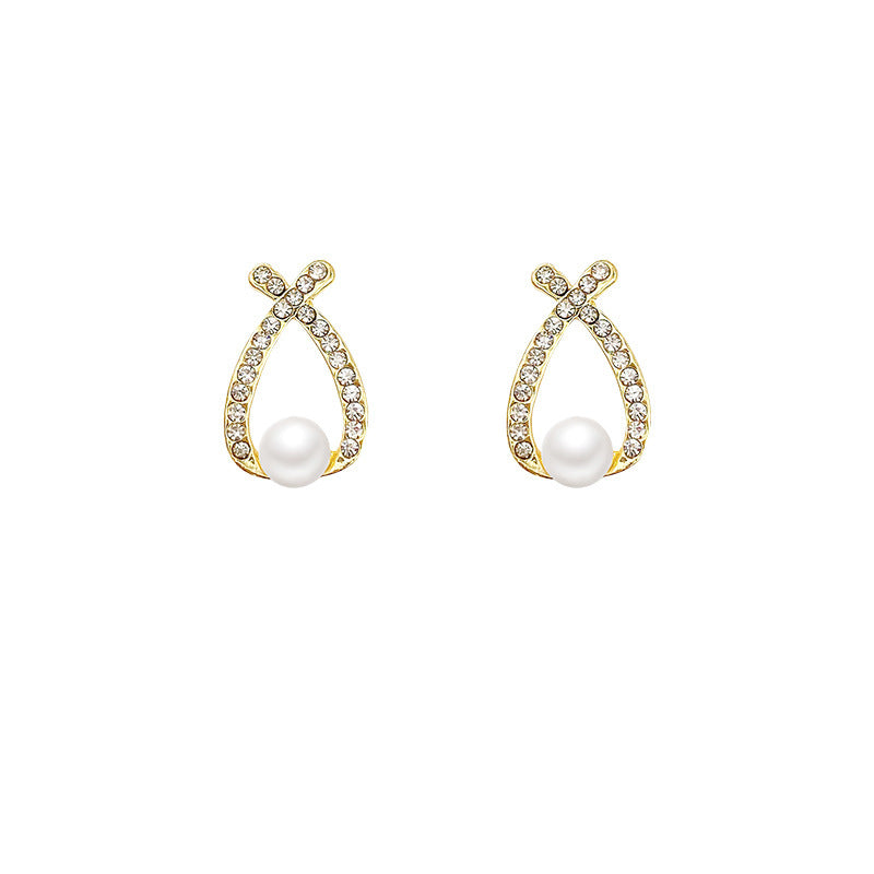 Elegant Cute Pearl Crystal Earrings