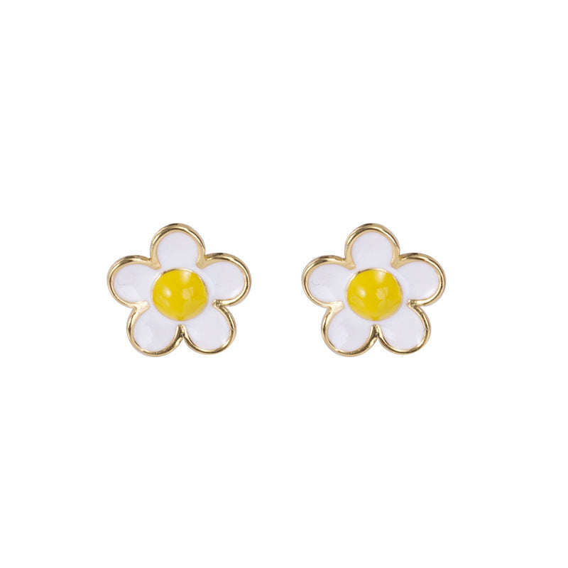 Enamel Cute Flower Stud Earrings