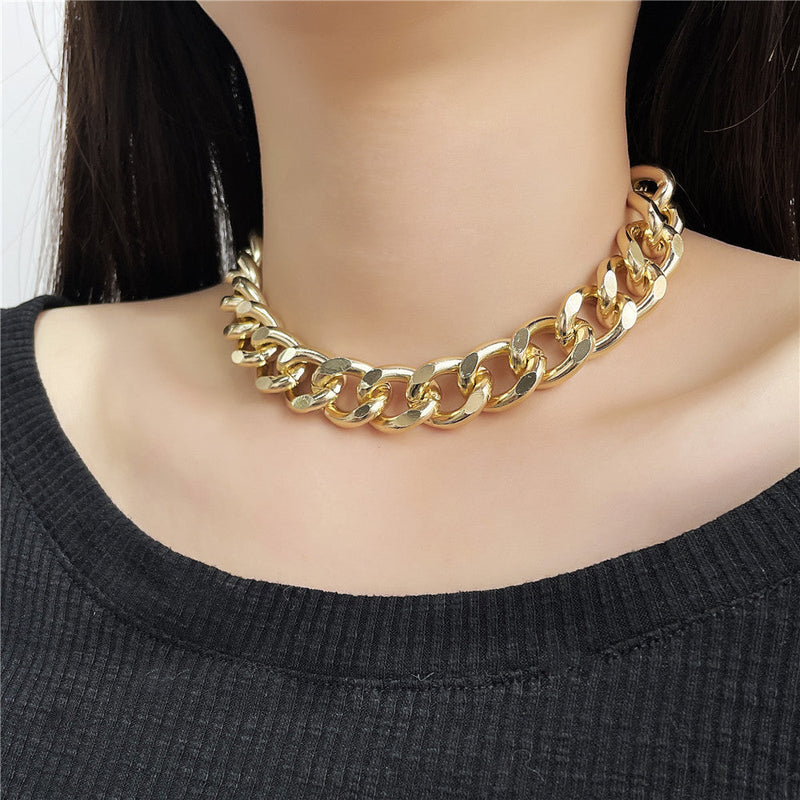 Exaggerated Metal Aluminum Thick Necklace for Women