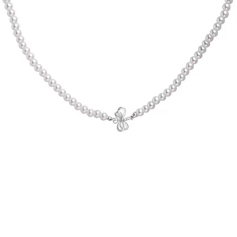 Imitation Pearl Butterfly Tassel Necklace