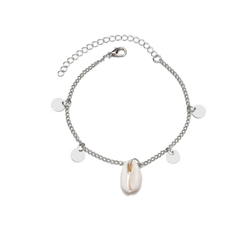 Beach Shell Pendant Circular Tassel Women Anklet Jewelry