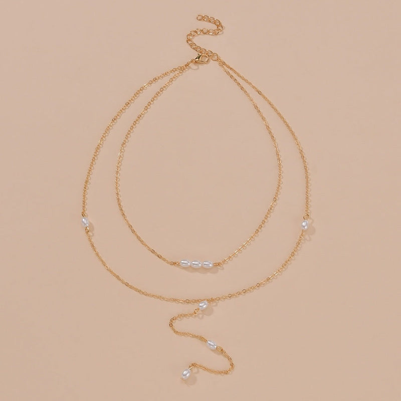 Double Layer Chain Pearl Necklaces