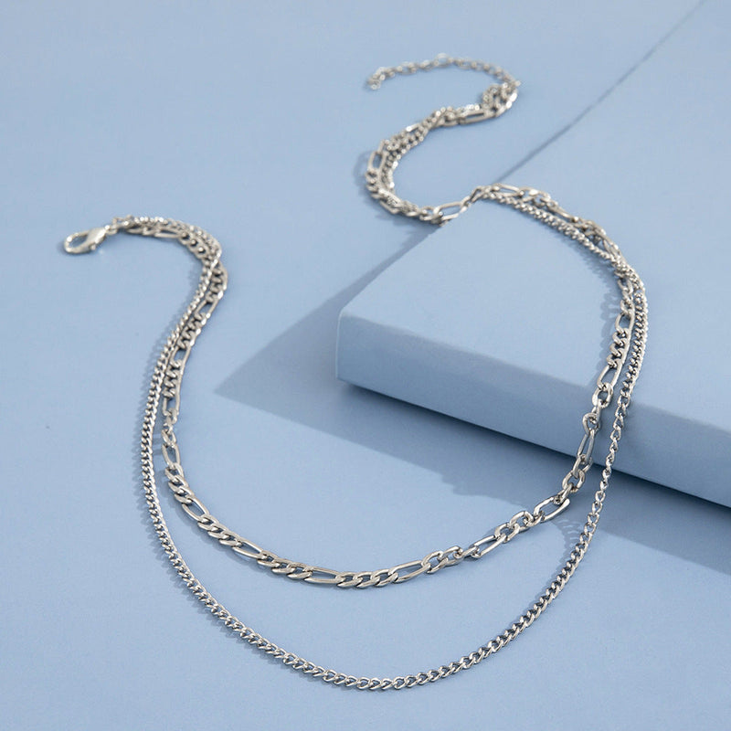 Multi Double 2 Layers Simple Chain Necklace