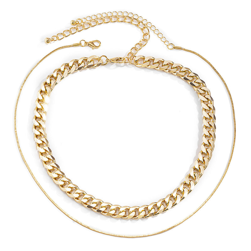 Double Layered Cuban Link Chain Necklaces