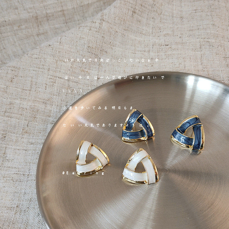 Enamel Geometric Triangle Stud Earrings