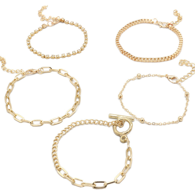 Rectangle Link Chain Bracelet Set