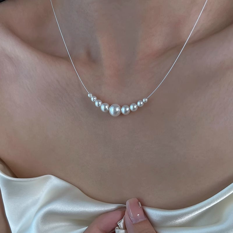 Pearl Pendant Steel Wire Chain Necklace