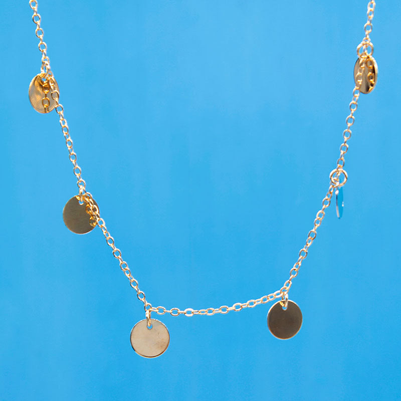 Multi Tiny Round Circle Disc Sequins Choker Charm Necklace