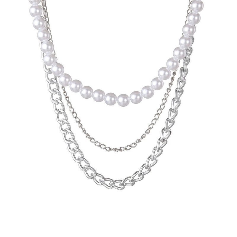 Multi-layer Pearl Chain Choker Necklace