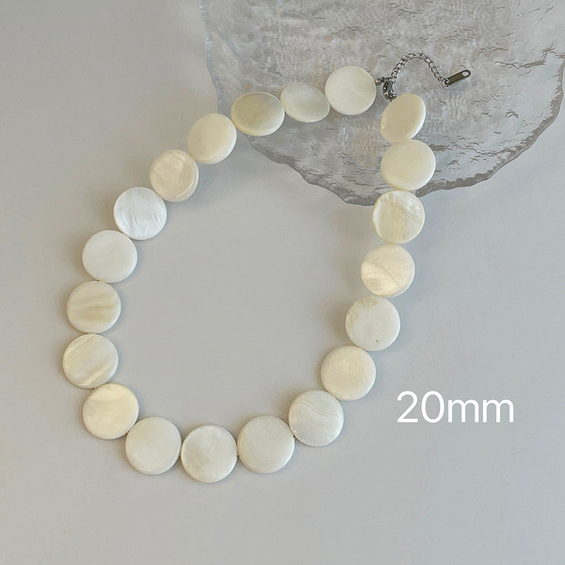 Natural Shell Disc Beading Choker Necklaces