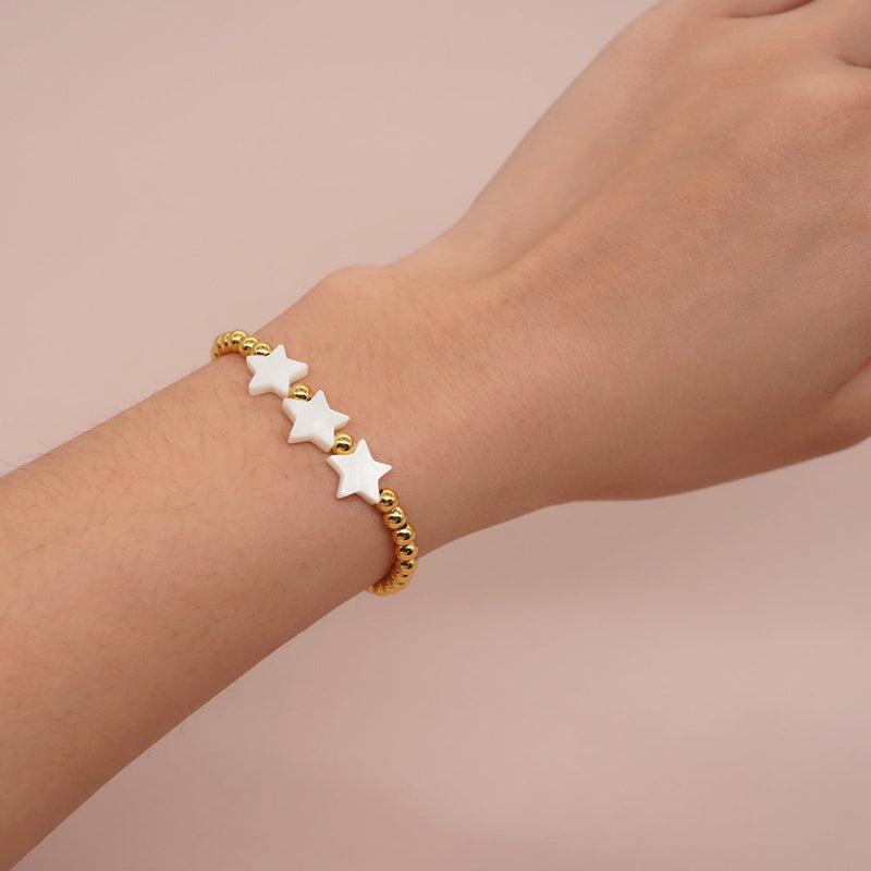 Shell Pentagram Elegant Bead Elastic Bracelet