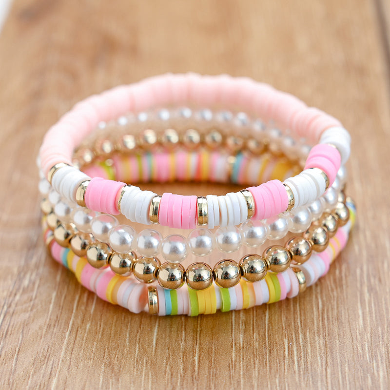 Bohemian Beaded Stretch Bracelets Colors Clay Beads