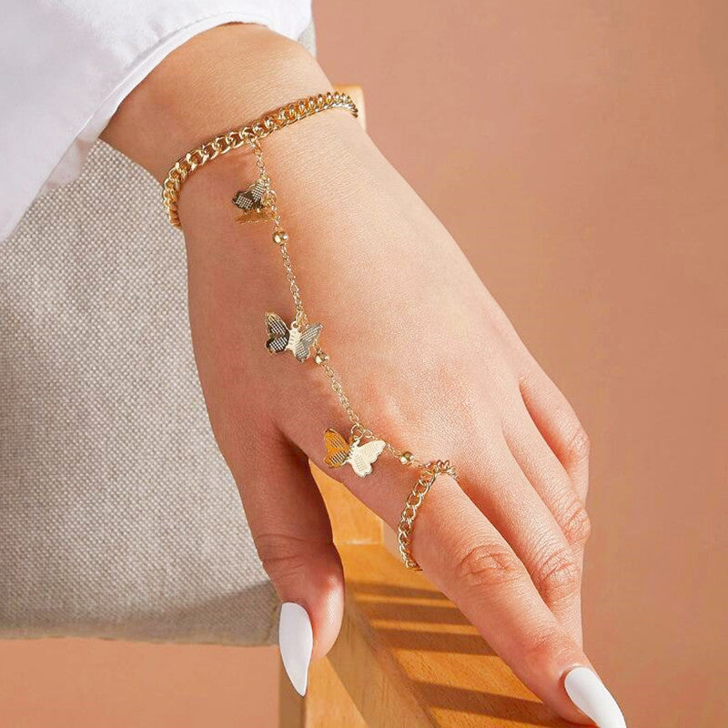 Women butterfly Finger Bracelet Jewelry