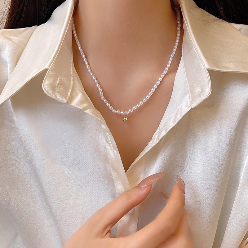 Pearl Beads Beaded Chain Necklace