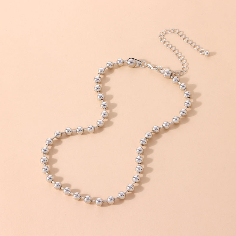 Punk Chunky Beaded Chain Handmade Choker Plain Ball Necklace