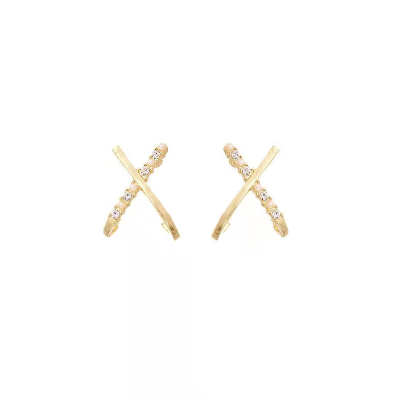 X Cross Pearl Earrings