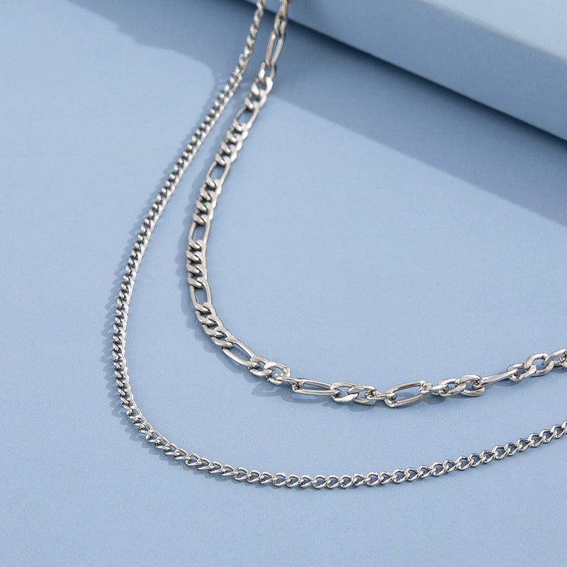 Multi Double 2 Layers Simple Chain Necklace